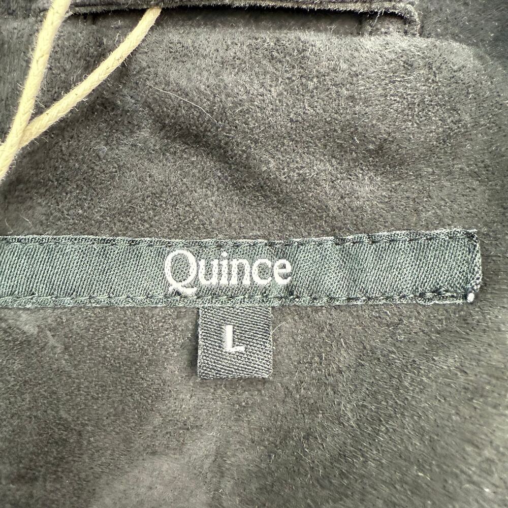 Quince 100% Suede Biker Jacket Charcoal Black Size L Goat Leather Classic NWT - Picture 13 of 16